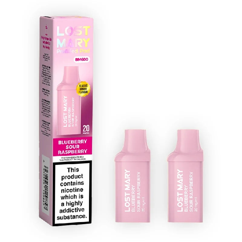 Blueberry Sour Raspberry Lost Mary BM600 Prefilled Vape Pods (Pack of 2)