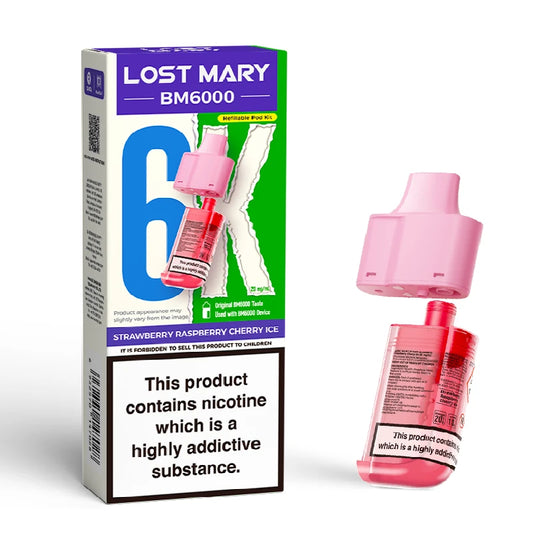 Strawberry Raspberry Cherry Ice Lost Mary BM6000 Prefilled Vape Pod